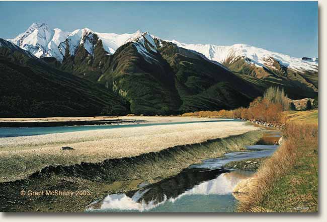 Matukituki Valley and River painting by Grant McSherry