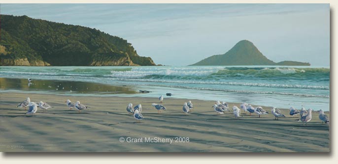 West End Ohope Beach painting by Grant McSherry